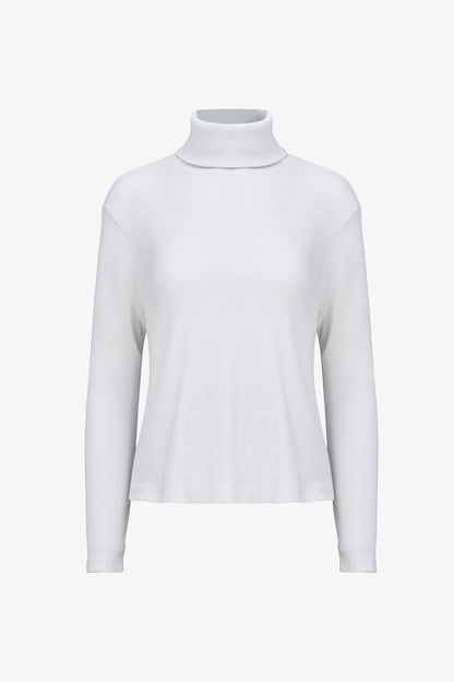 Women's Classic Rib-Knit Turtleneck Top with Long Sleeves