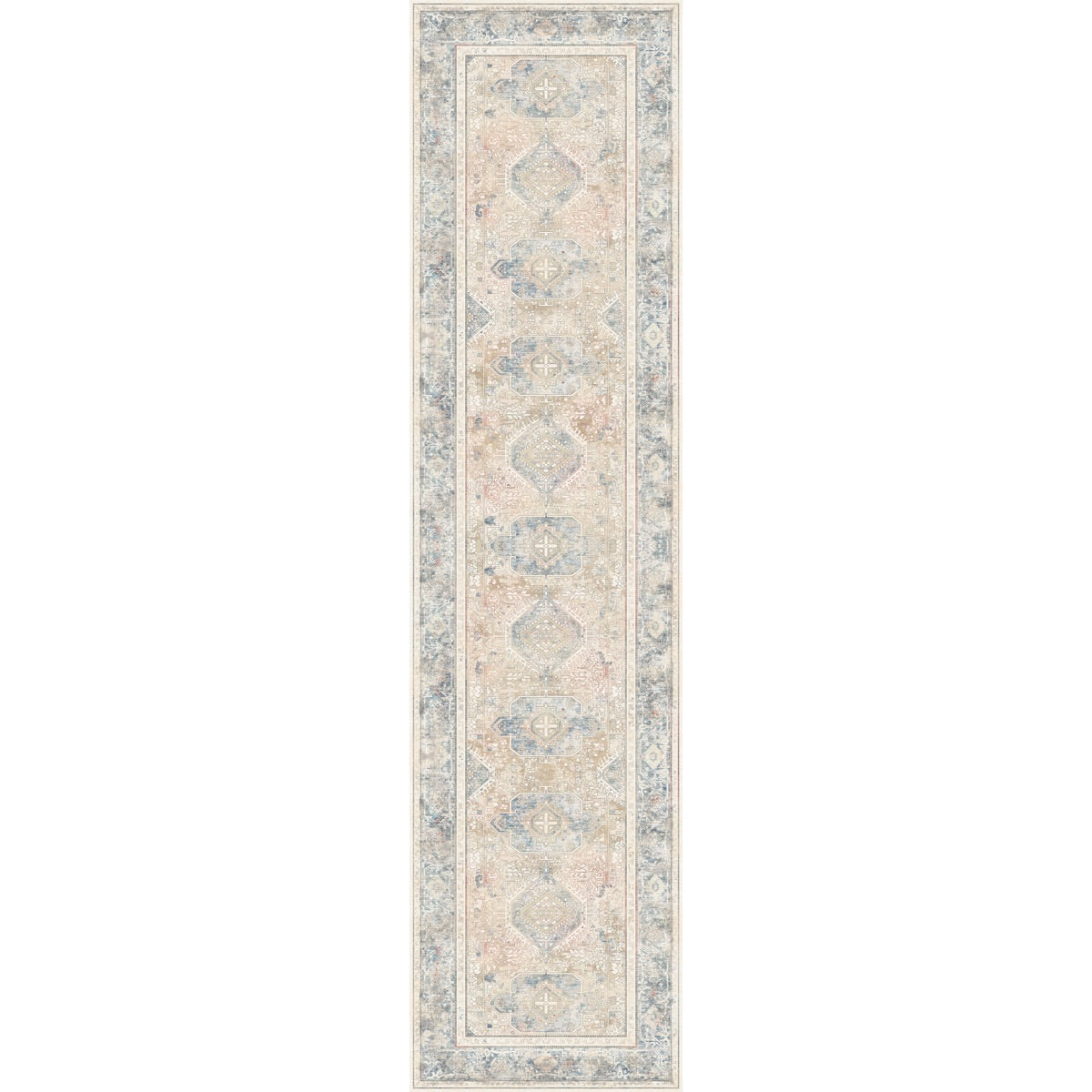 Elera Blau Rot Beige Teppich