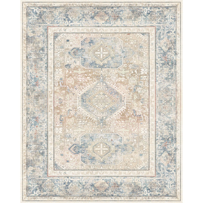 Elera Blau Rot Beige Teppich