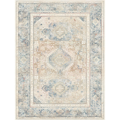 Elera Blau Rot Beige Teppich