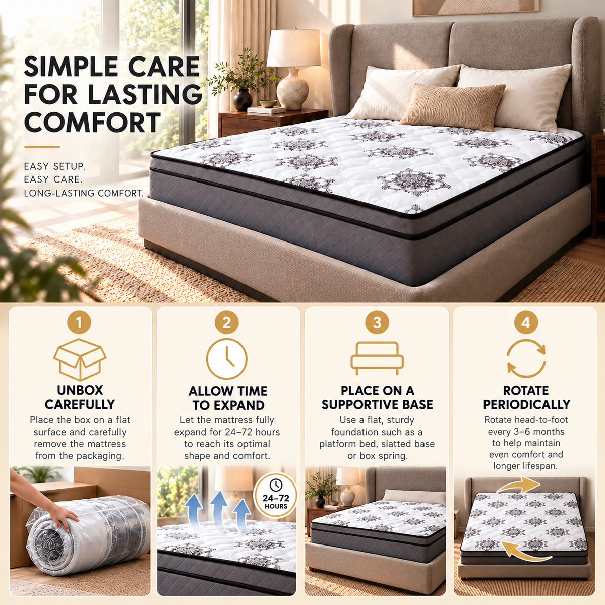 UltraFlex® OASIS Medium Firm HDCoil Hybrid Mattress with Eurotop Comfort — Made in Canada