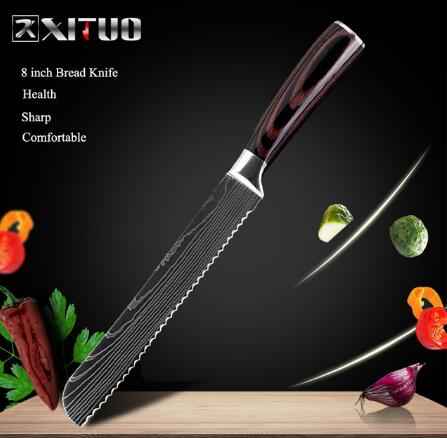 7-Inch 7Cr17 Stainless Steel Damascus Chef Knife – Colored Wood Handle Kitchen Cooking Knife (Deliver to United States Only)
