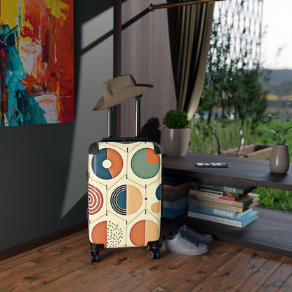 Geometrischer Mid-Century-Koffer – Retro-Handgepäck in bunten Farben
