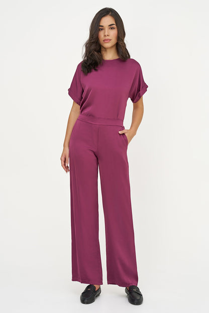 Women's Woven Pull-On Bootcut Pants with Side Pockets