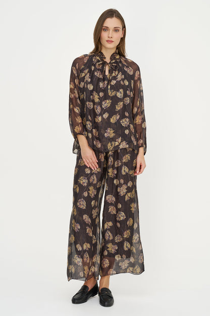 Women's Printed Woven Pull-On Wide-Leg Pants