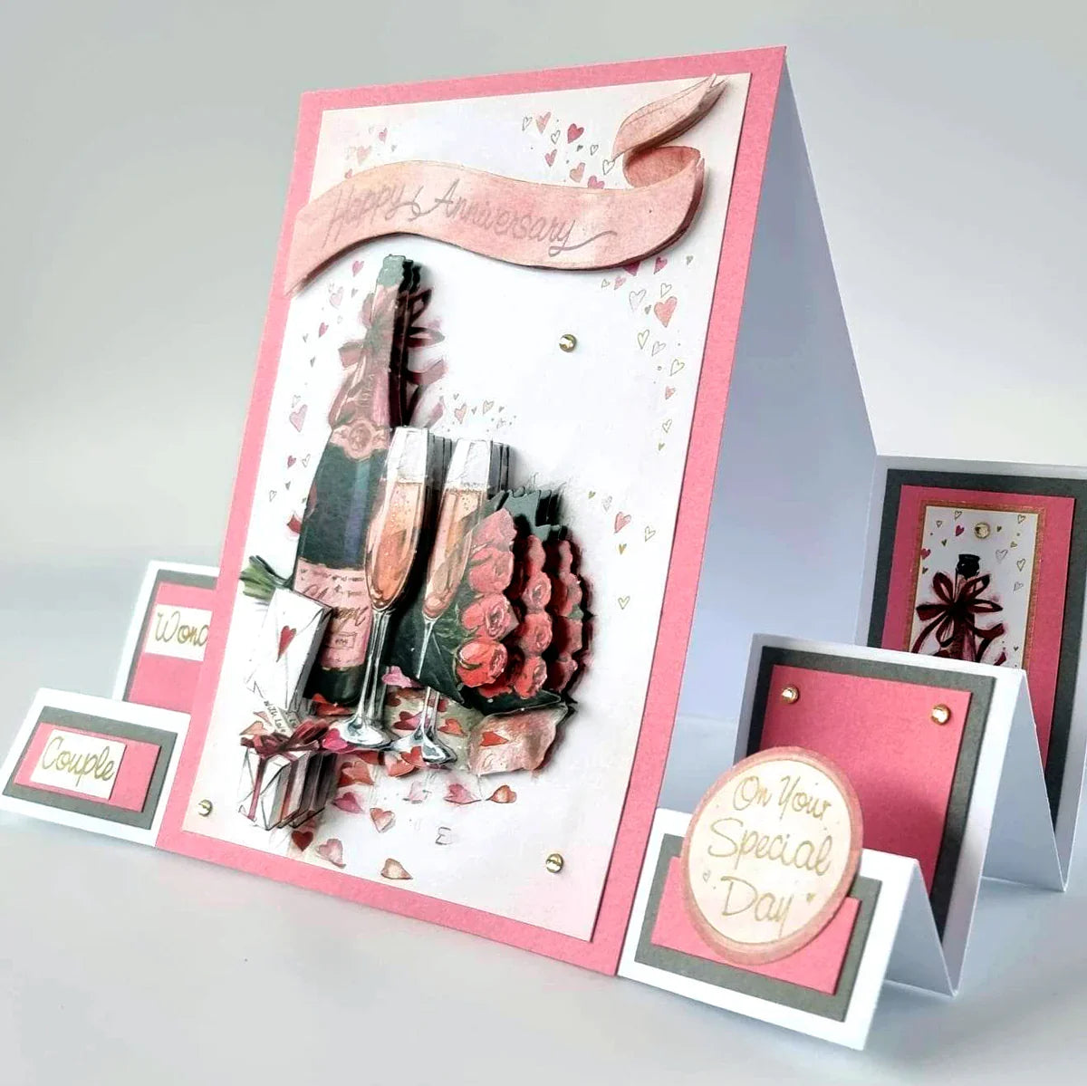 Die Cut Decoupage – Champagne And Roses (Pack Of 3)