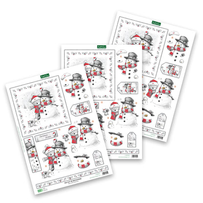 Die Cut Decoupage – Bear And Snowman (Pack Of 3)
