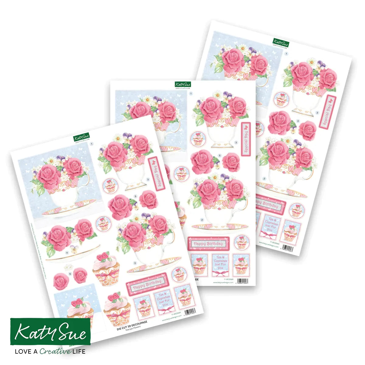 Die Cut Decoupage - Birthday Cake and Flowers (Pack Of 12)