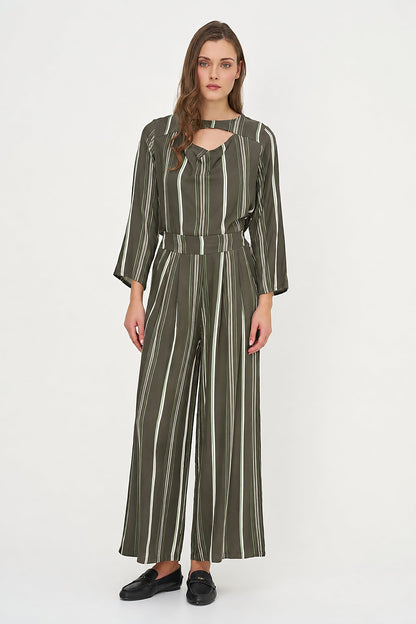 Women's Printed Woven Wide-Leg Pull-On Pants with Side Pockets