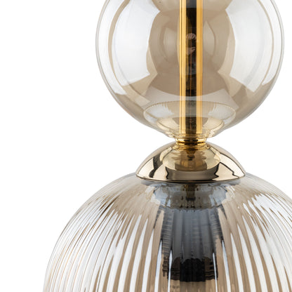 SOPHIA Cognac Ribbed Glass Bell Mini Pendant for Kitchen Island
