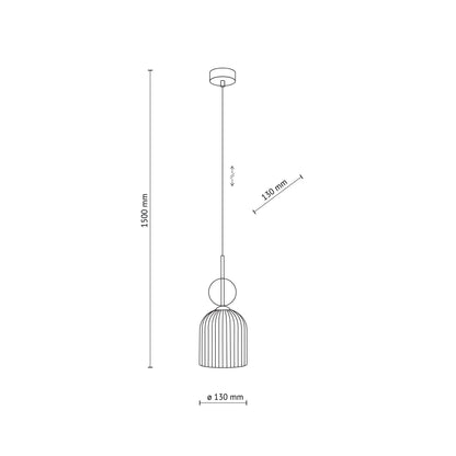SOPHIA Cognac Ribbed Glass Bell Mini Pendant for Kitchen Island