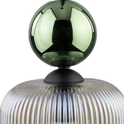 SOPHIA Green & Cognac Ribbed Glass Mini Pendant for Kitchen Island