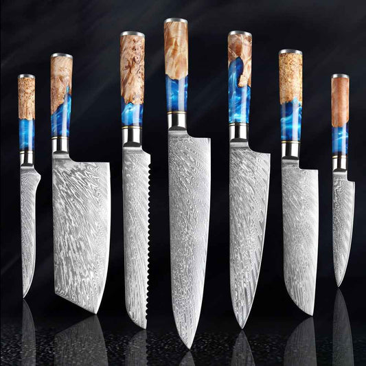 7-Piece Stainless Steel Kitchen Knife Set – Chef, Bread, Boning & Meat Cutting Knives (Deliver to United States Only)