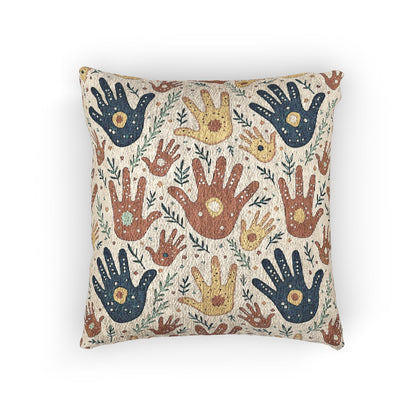 Gewebe-Kissen — Boho Handabruck-Muster Dekokissen (Erdtöne)