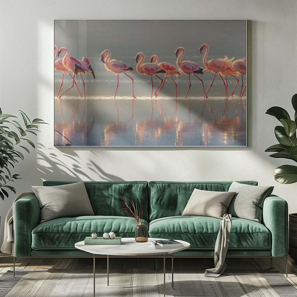 Wandbild Flamingo-Landschaft