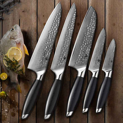 5-Piece Stainless Steel Kitchen Knife Set – Modern Chef Knife & Cooking Tool Set