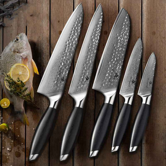 5-Piece Stainless Steel Kitchen Knife Set – Modern Chef Knife & Cooking Tool Set
