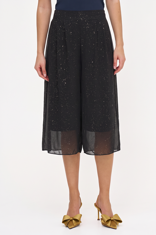 Women's Foil-Printed Woven Pull-On Gaucho Capri Pants