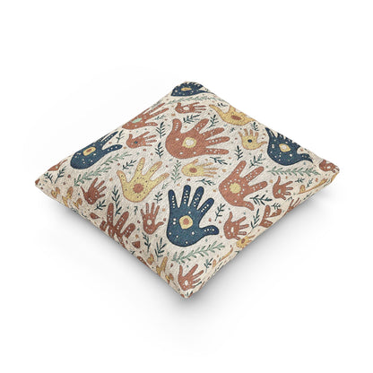 Gewebe-Kissen — Boho Handabruck-Muster Dekokissen (Erdtöne)