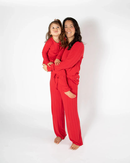 Roter Langer Pyjama für Damen