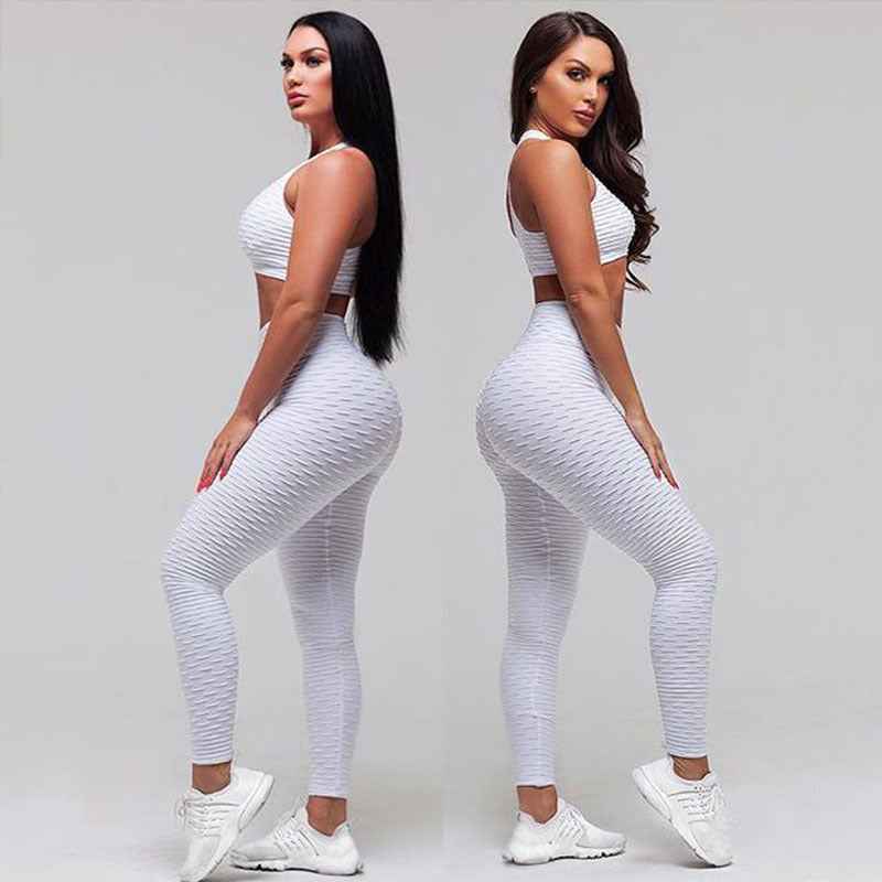 Women’s Bubble Net High-Waisted Yoga Pants – Stylish Long-Strip Yoga Wear