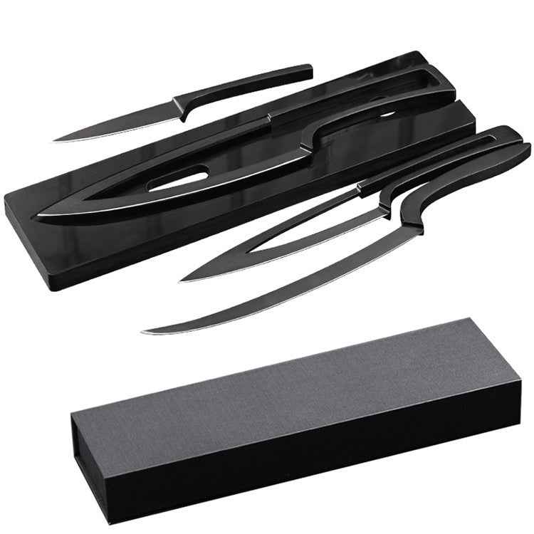 440C Stainless Steel Kitchen Knife Set – Chef, Fruit, Peeling & Slicing Knives with Holder