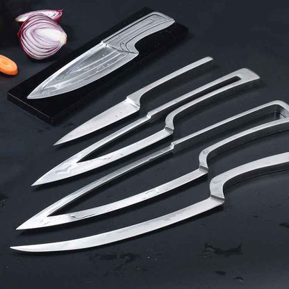 440C Stainless Steel Kitchen Knife Set – Chef, Fruit, Peeling & Slicing Knives with Holder