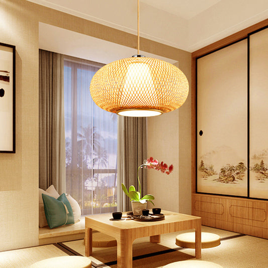Bamboo Bird Cage Pendant Lamp – Oriental Style Ceiling Light for Restaurant & Home