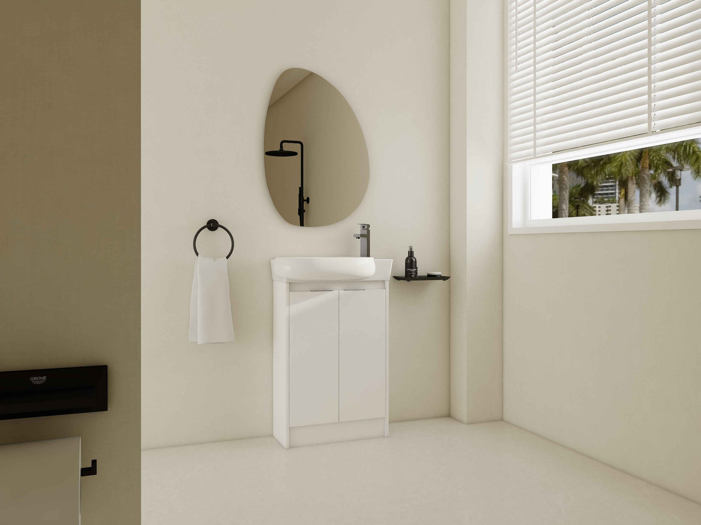 23" Freestanding Bathroom Vanity with Sink – Compact Cabinet with Soft-Close Doors