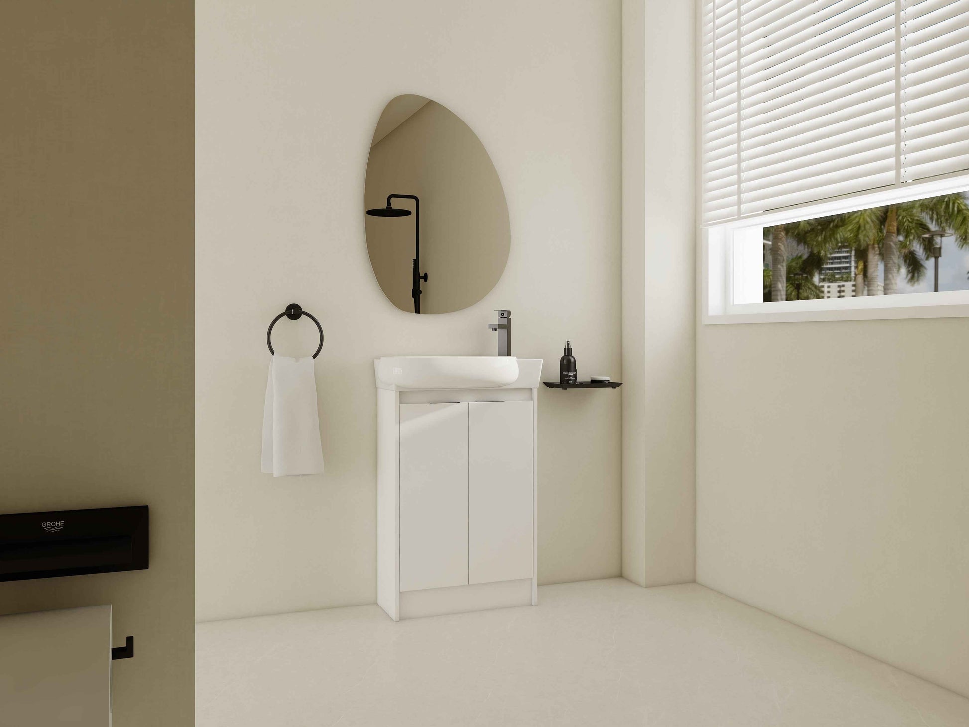 23" Freestanding Bathroom Vanity with Sink – Compact Cabinet with Soft-Close Doors