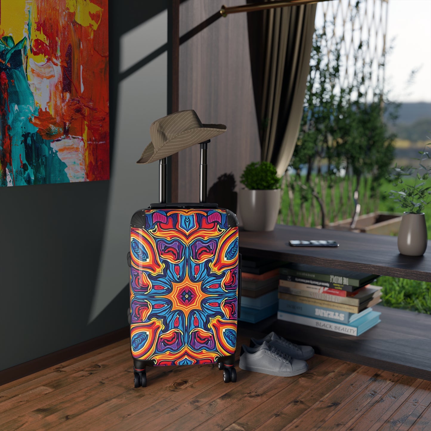 Kaleidoskop-Muster Handgepäckkoffer – Lebhaftes Boho-Reisegepäck