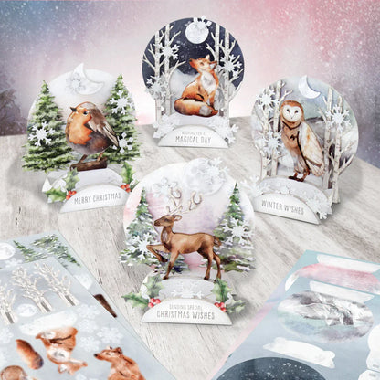 Watercolour Christmas Animals, Die-Cut Pop Up Cards