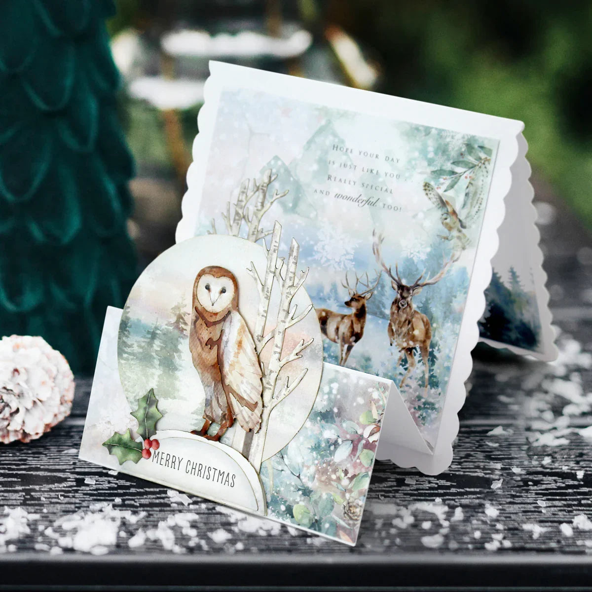 Watercolour Christmas Animals, Die-Cut Pop Up Cards
