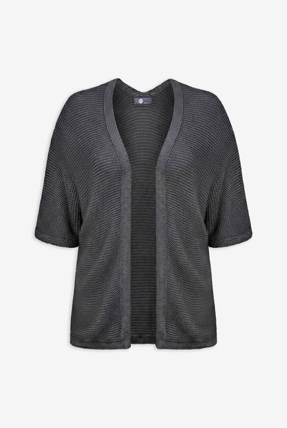 Women's Knit Open Cardigan with Elbow-Length Sleeves