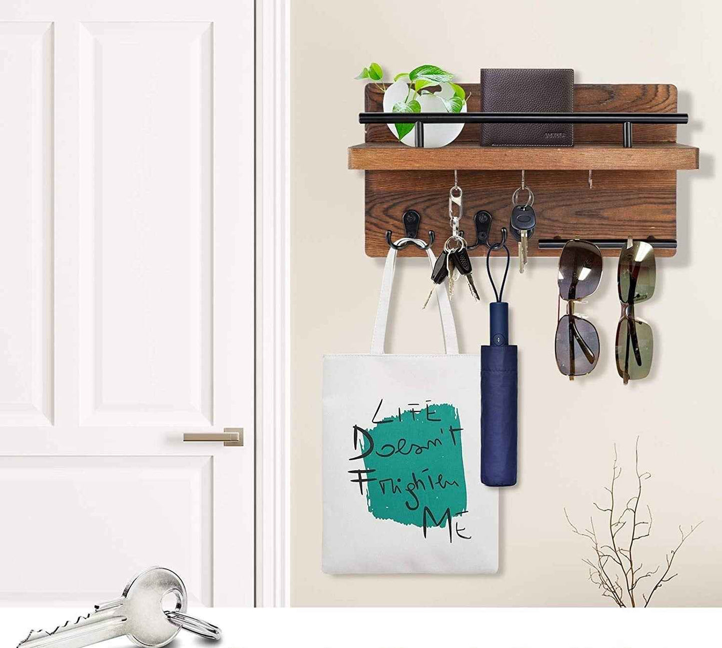 Wall-Mounted Wooden Floating Shelf – 32×18cm Simple Modern Storage & Display Shelf