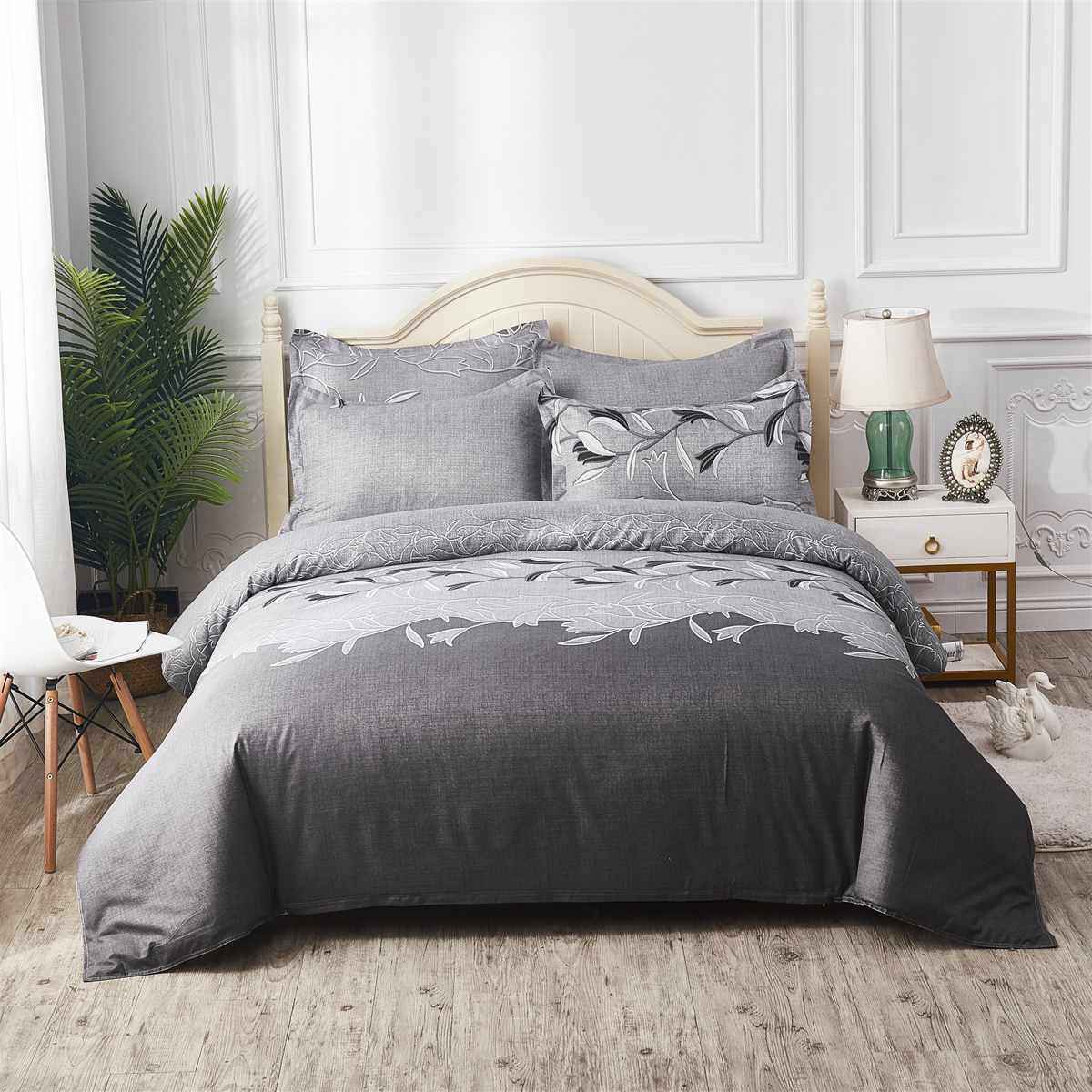 3-Piece Embroidered Printed Bedding Set – Polyester Duvet Cover & Pillowcase Set