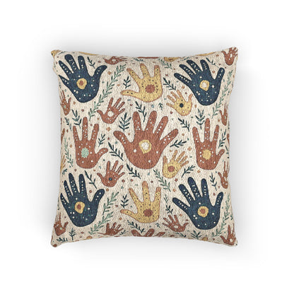 Gewebe-Kissen — Boho Handabruck-Muster Dekokissen (Erdtöne)