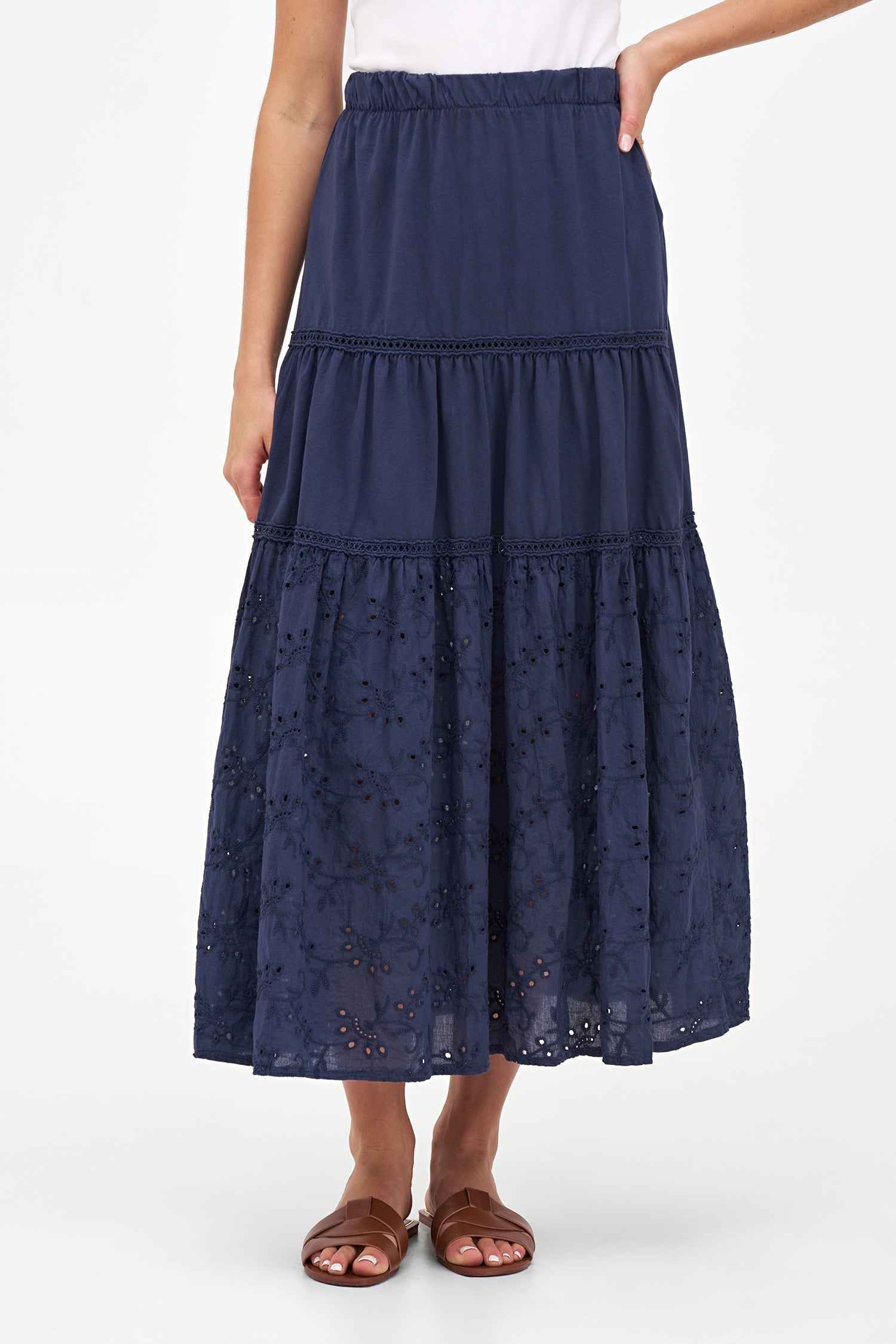 Women's Knit/Woven Combo Skirt