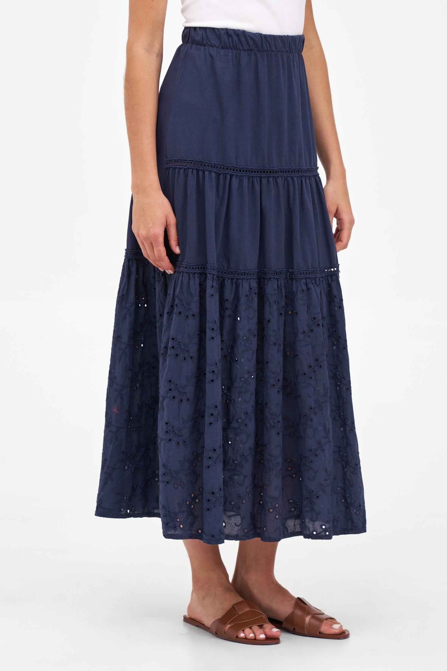 Women's Knit/Woven Combo Skirt