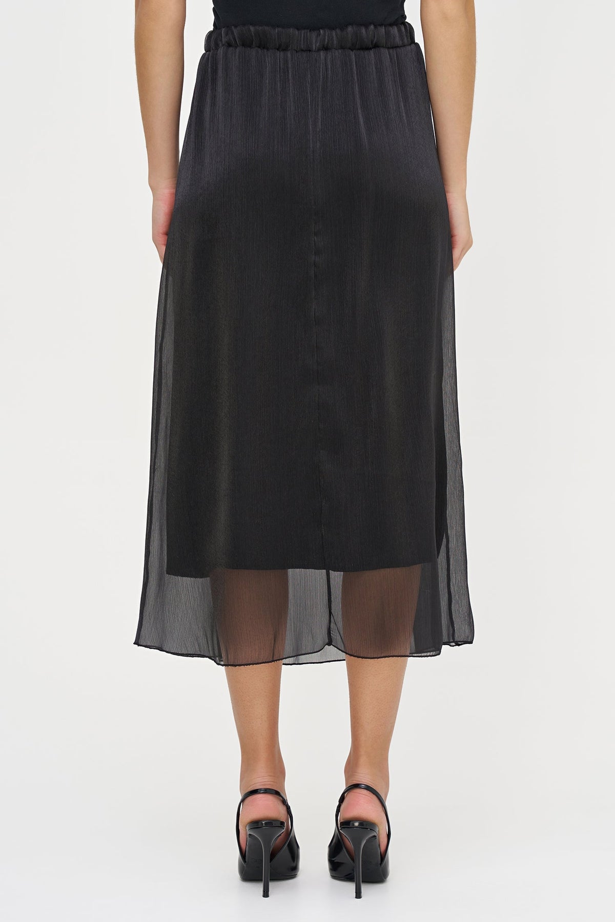 Women's Woven Pull-On A-Line Skirt with Front Pleat Details