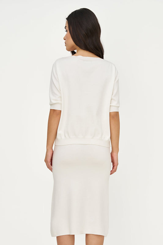 Women's Knit Pull-On Straight Skirt with Pearl Details