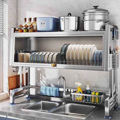 Stainless Steel Kitchen Sink Rack – Multifunctional Dish Drainer & Storage Organizer