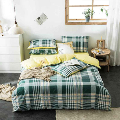 100% Cotton Geometric Bedding Set – Quilted Reactive Print Sheet & Duvet Cover Set
