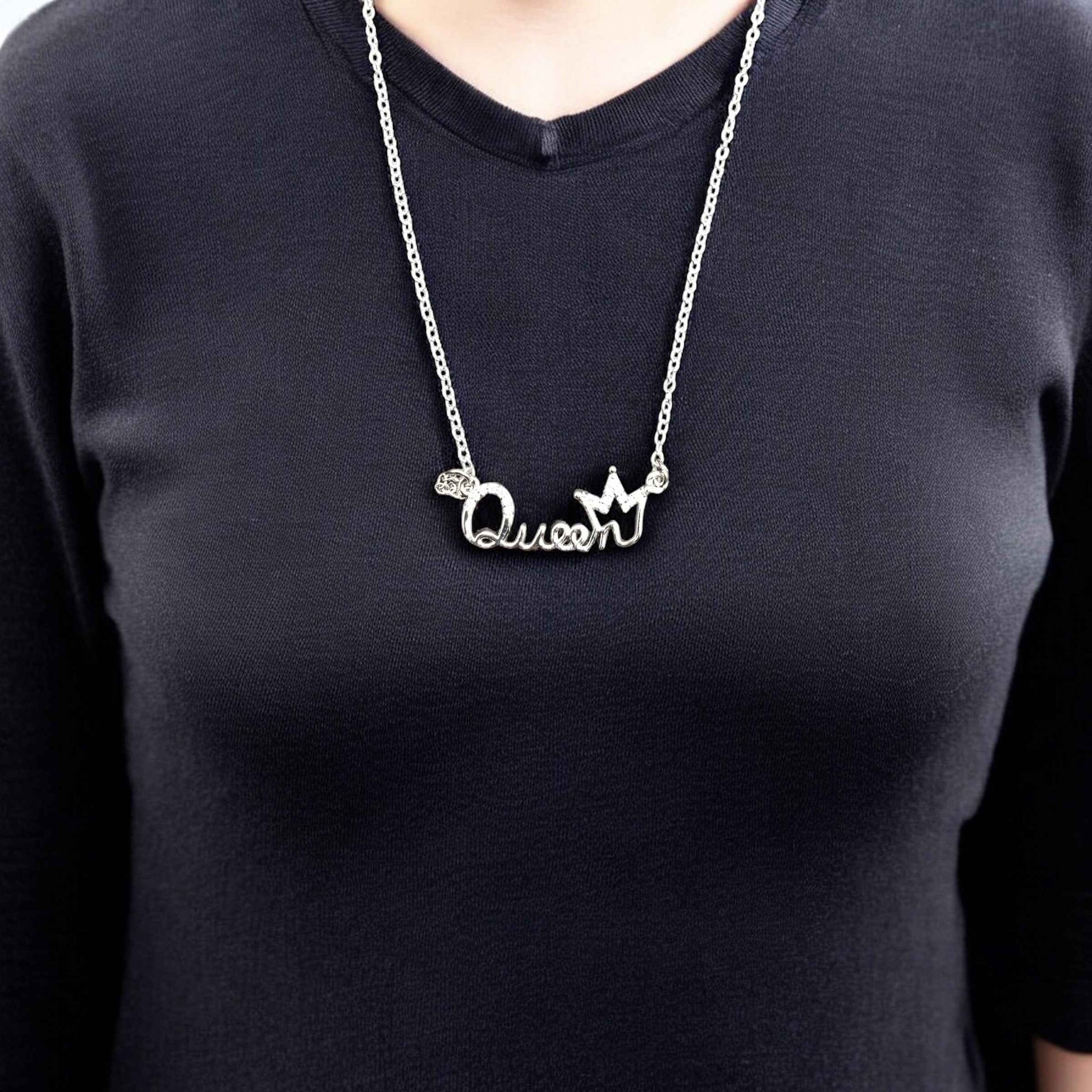 Queen Stainless Steel Necklace Pendants With Long Chain