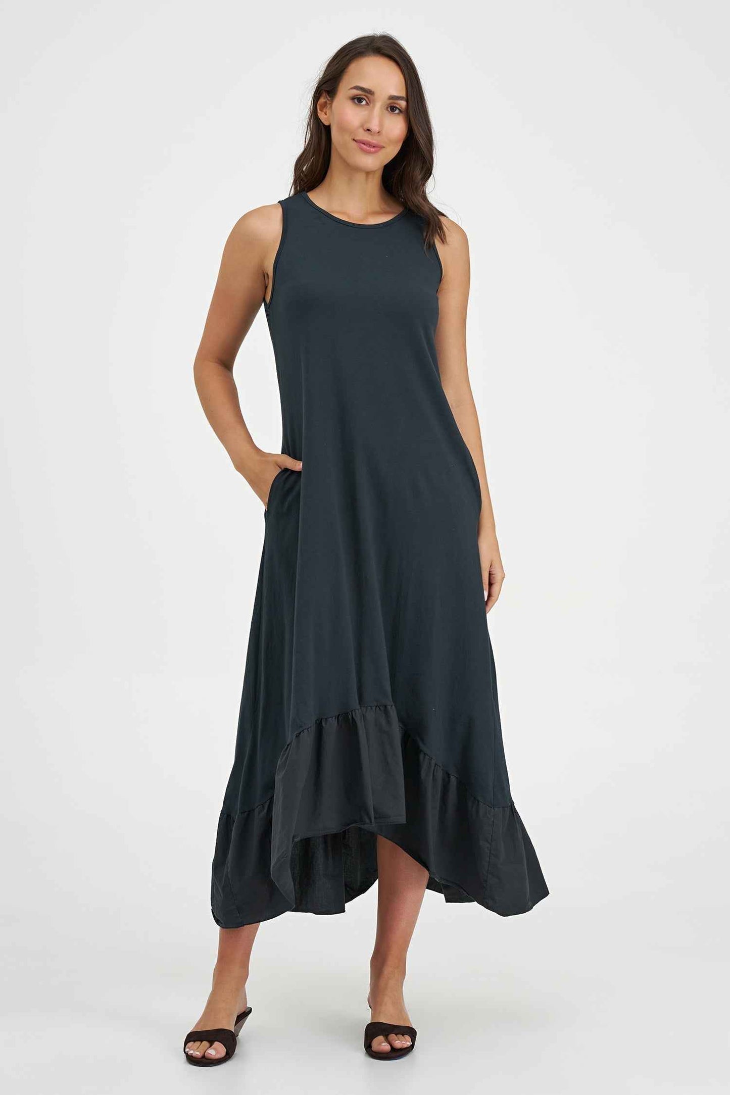 Women's Knit Woven Combo Dress