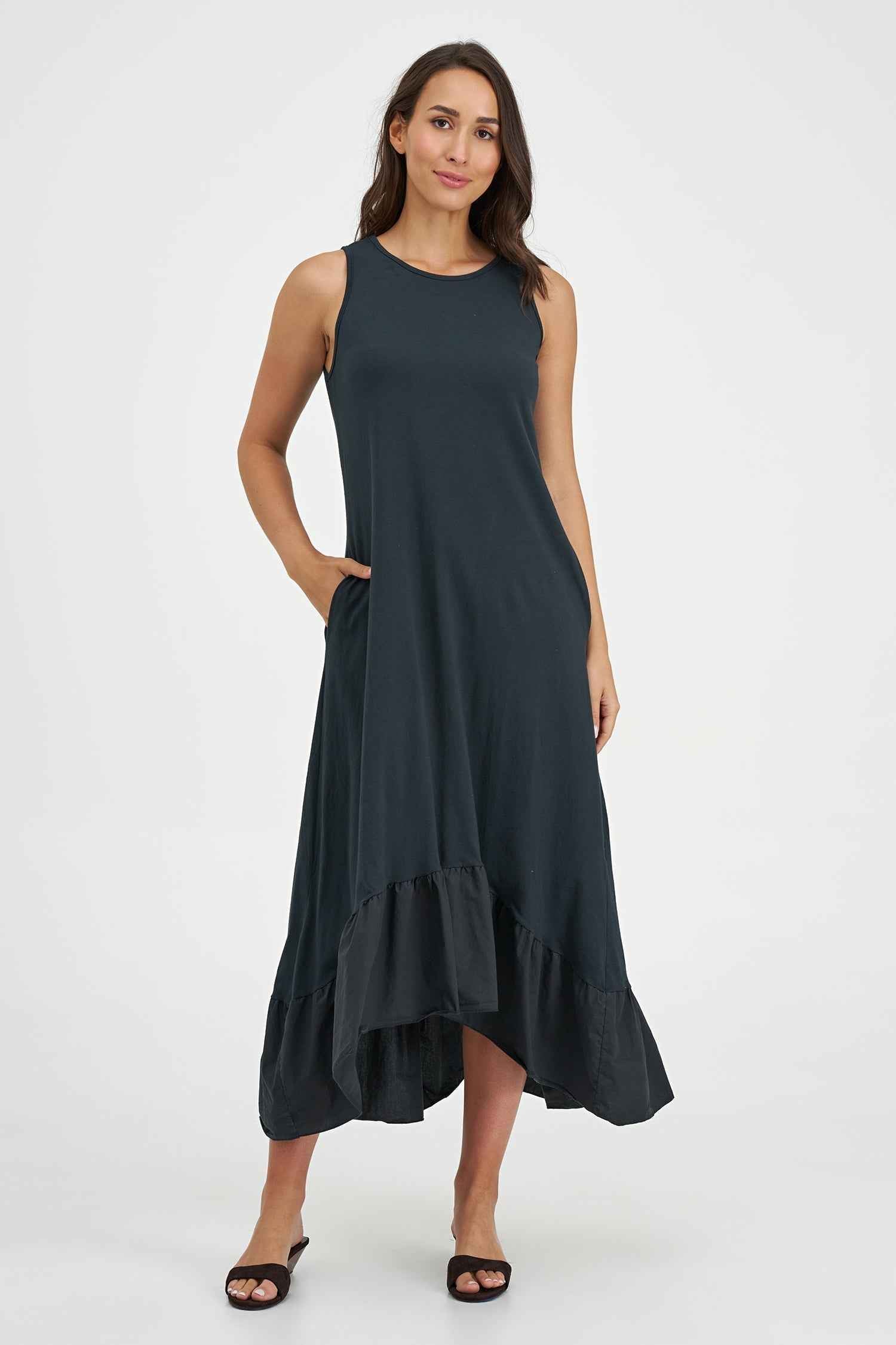 Women's Knit Woven Combo Dress
