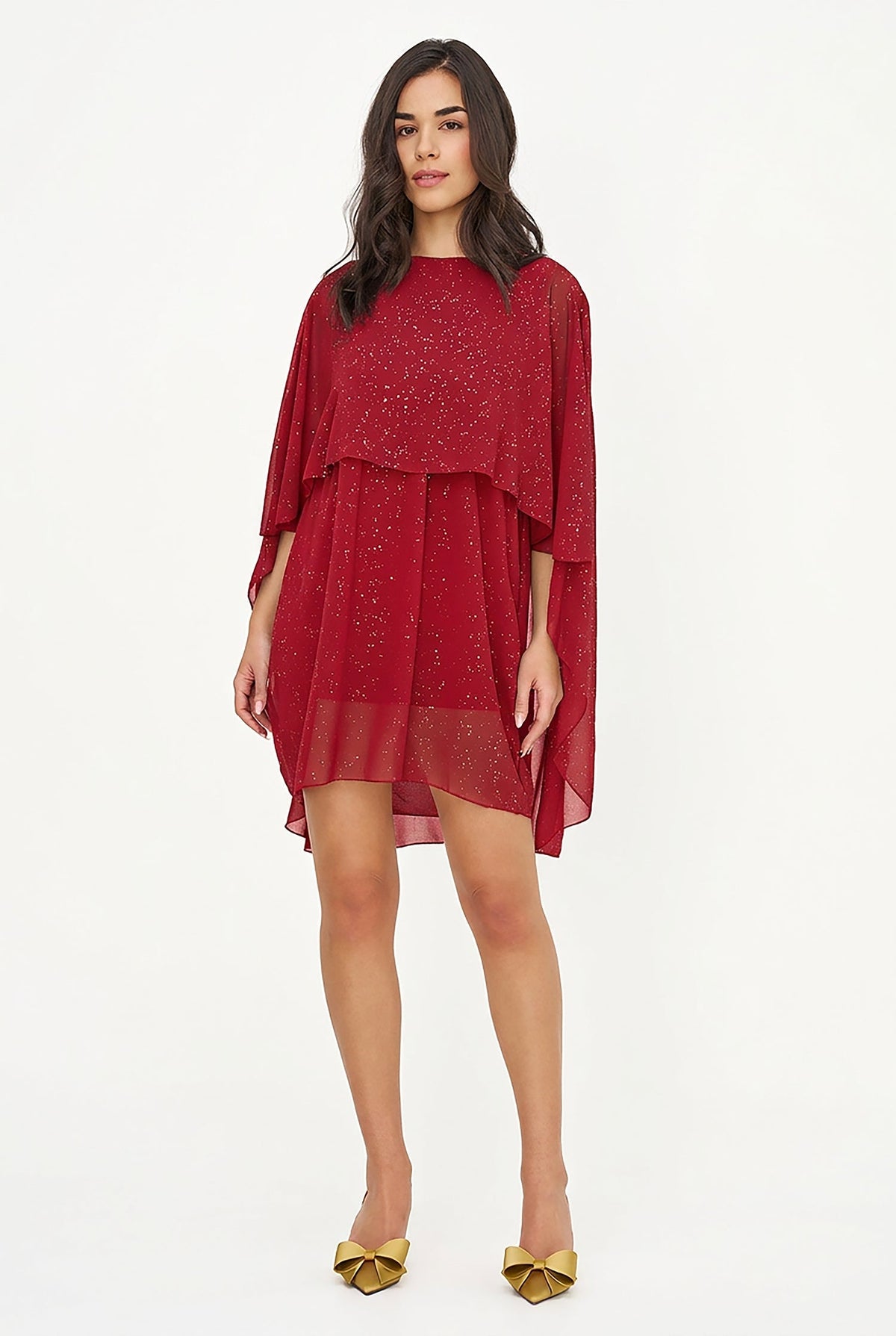 Women's Foil-Printed Woven Cape Dress