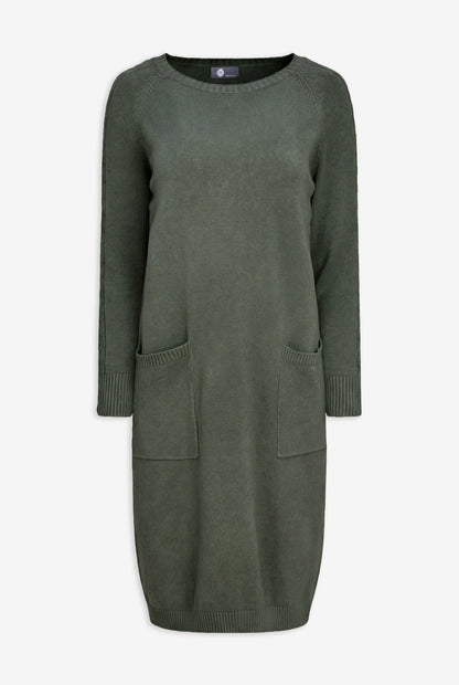 Women's Knit Scoop-Neck Dress, Long Raglan Sleeves & Patch Pockets