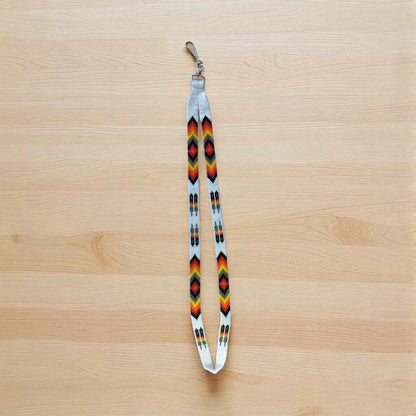 White Native Beaded Lanyard
