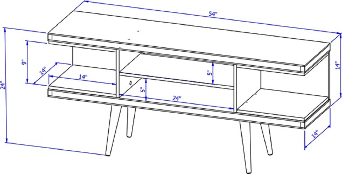 Eureka Modern 53,14" TV-Lowboard mit 4 Ablagen - Weiß
